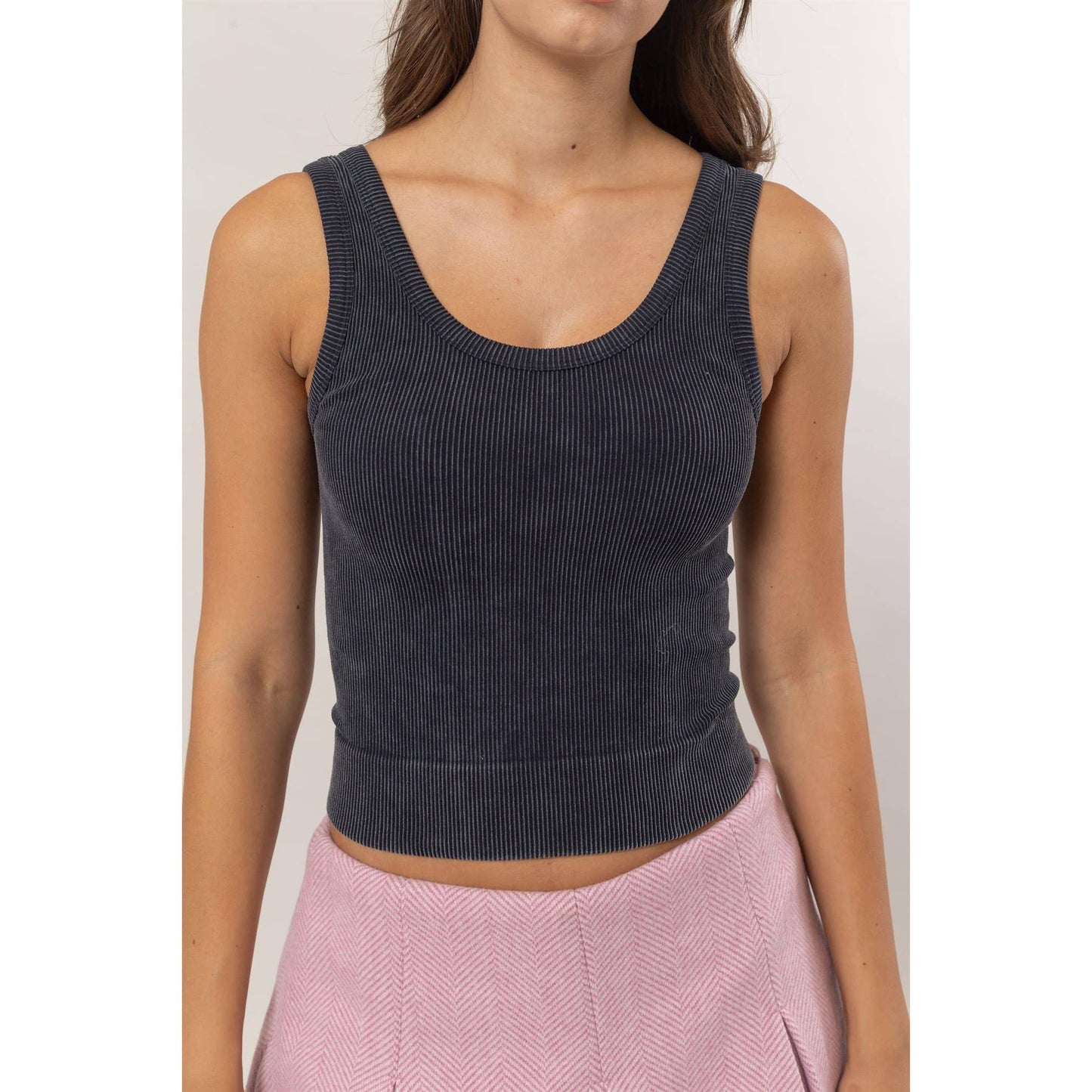 Black Washed Seamless Tank Top