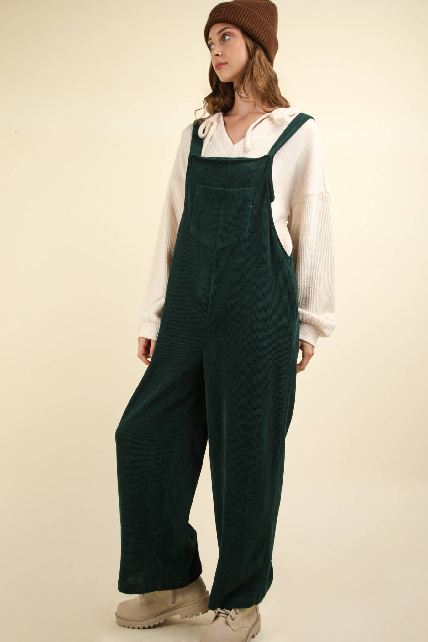 Brown Corduroy Overall Jumpsuit: