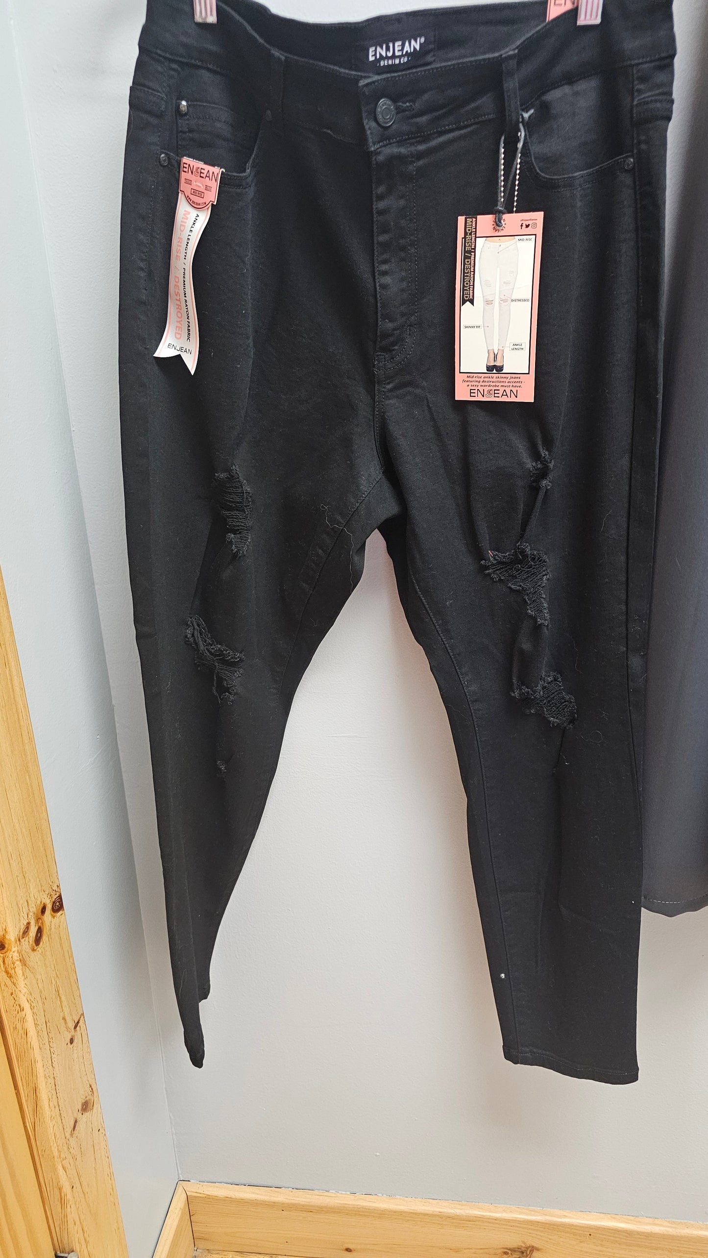 Plus Black Distressed Jeans