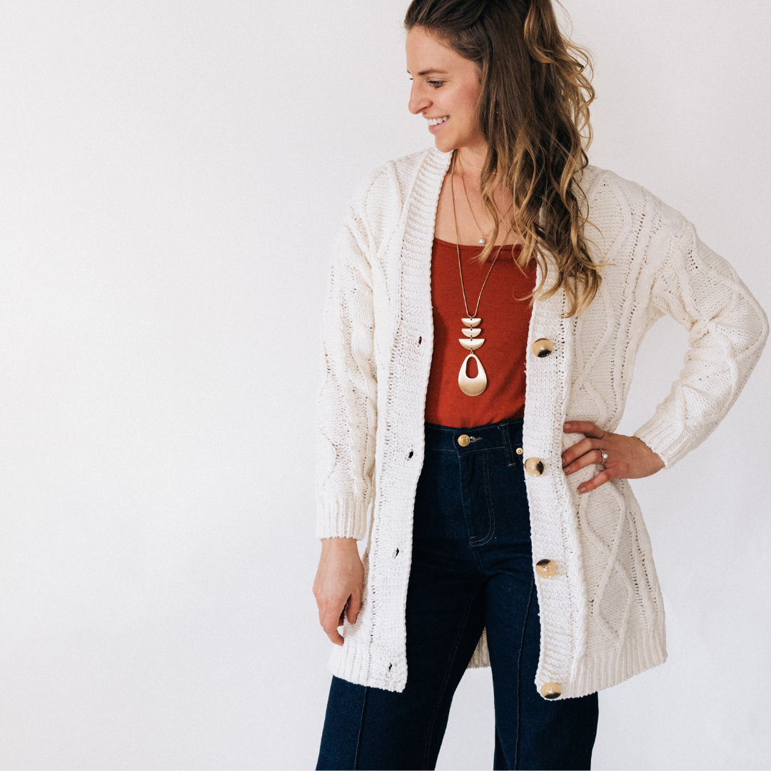 Ivory Cable Knit Cardigan