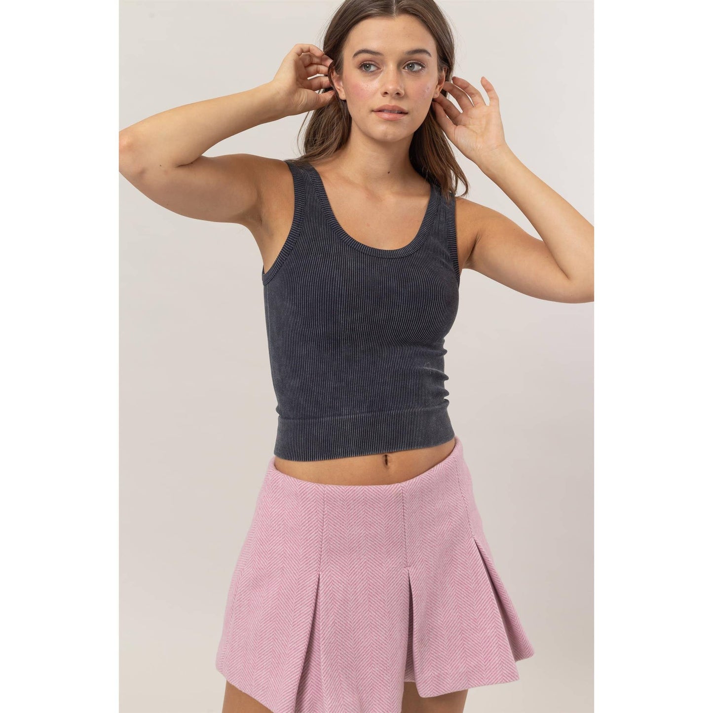 Black Washed Seamless Tank Top