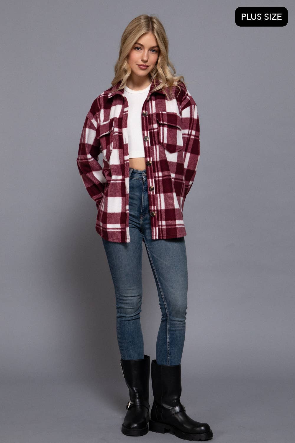 Plus Burgundy Shacket