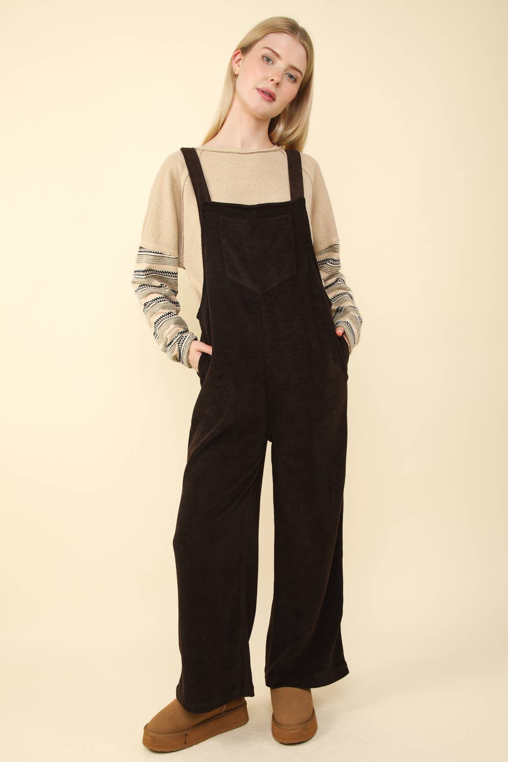 Brown Corduroy Overall Jumpsuit: