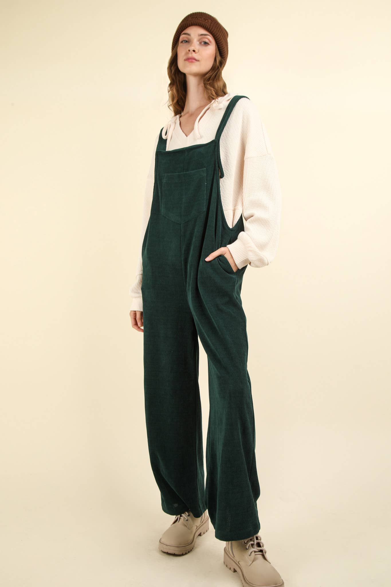 Brown Corduroy Overall Jumpsuit: