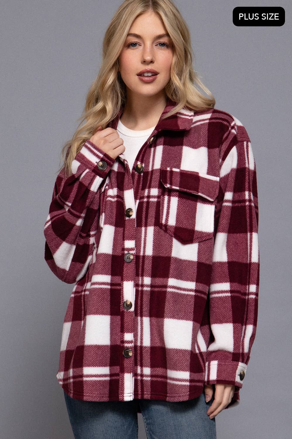 Plus Burgundy Shacket