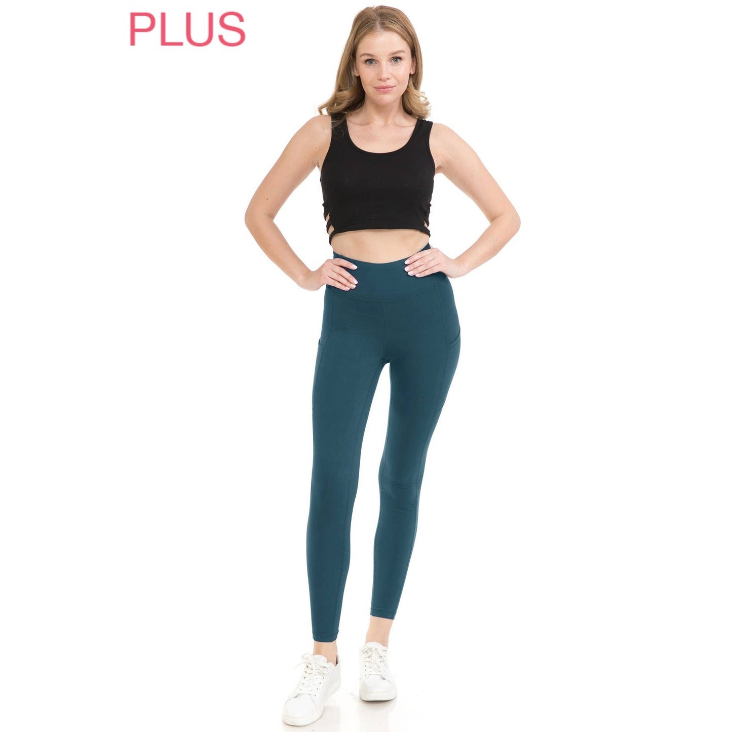 Plus Size Black High Waist Solid Activewear Leggings