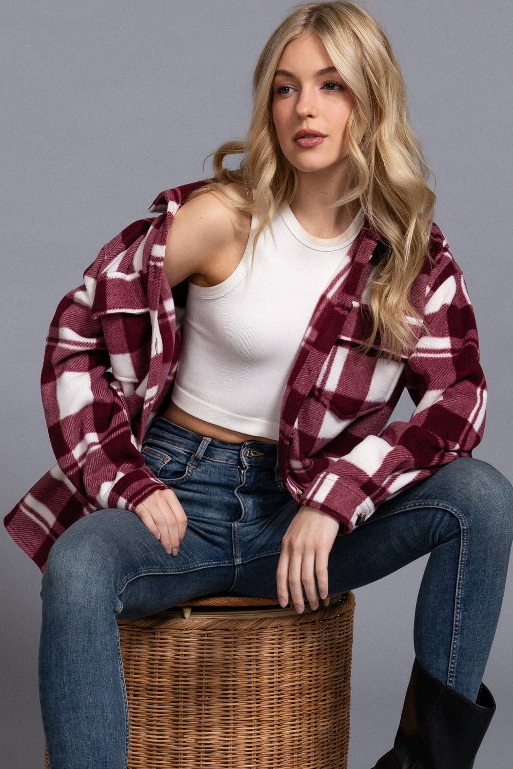 Plus Burgundy Shacket