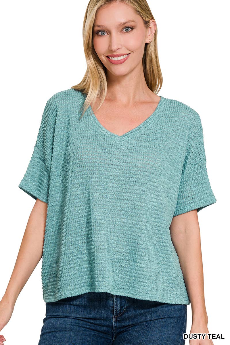 Textured Relaxed Fit Teal