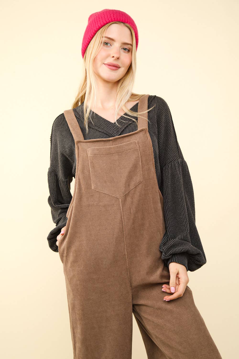 Brown Corduroy Overall Jumpsuit:
