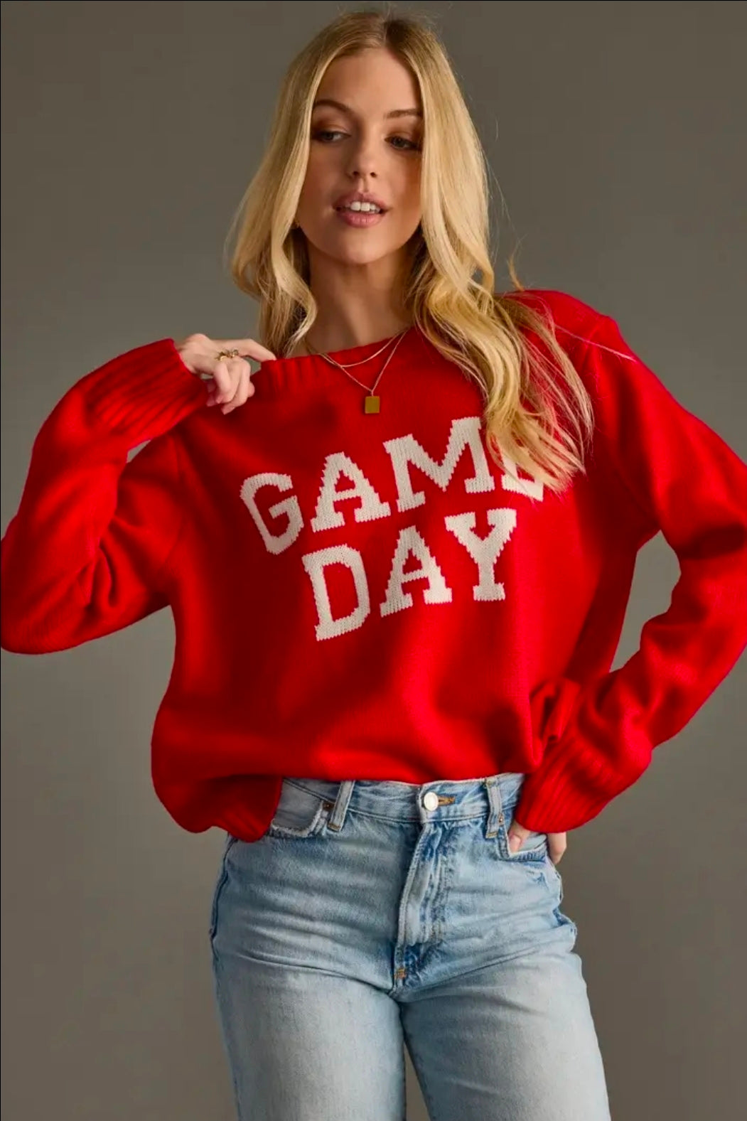 Red and White Game Day Sweater