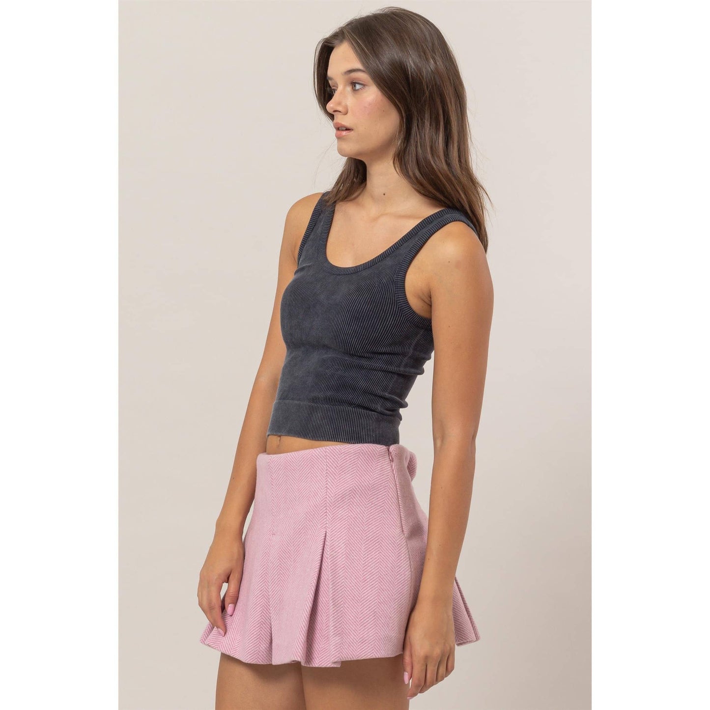 Black Washed Seamless Tank Top