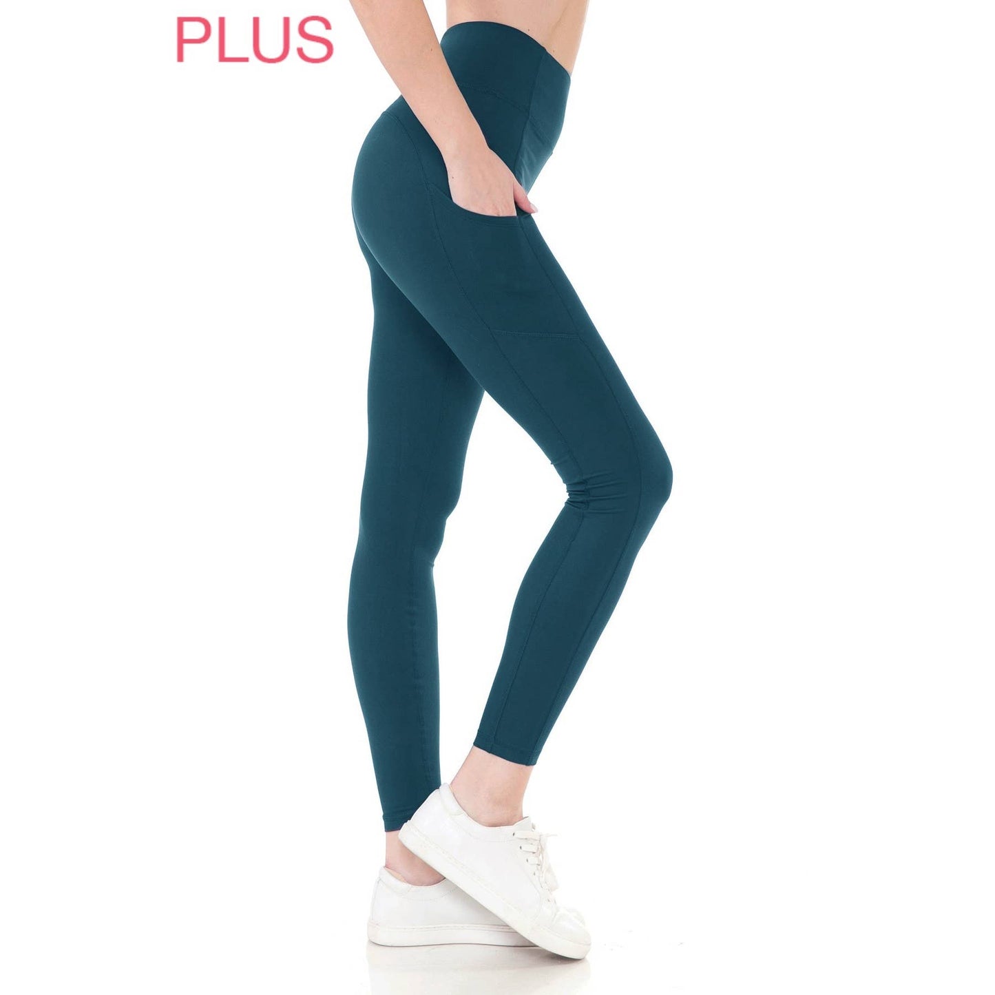 Plus Size Black High Waist Solid Activewear Leggings