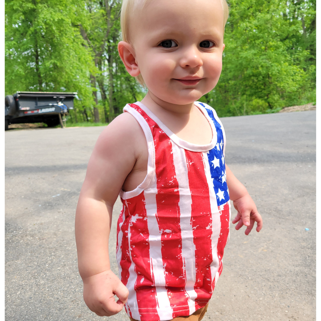 Red, White, and Blue American Flag Tank Top - Women