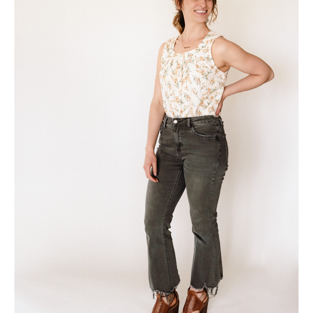 Cream Floral Tank Top