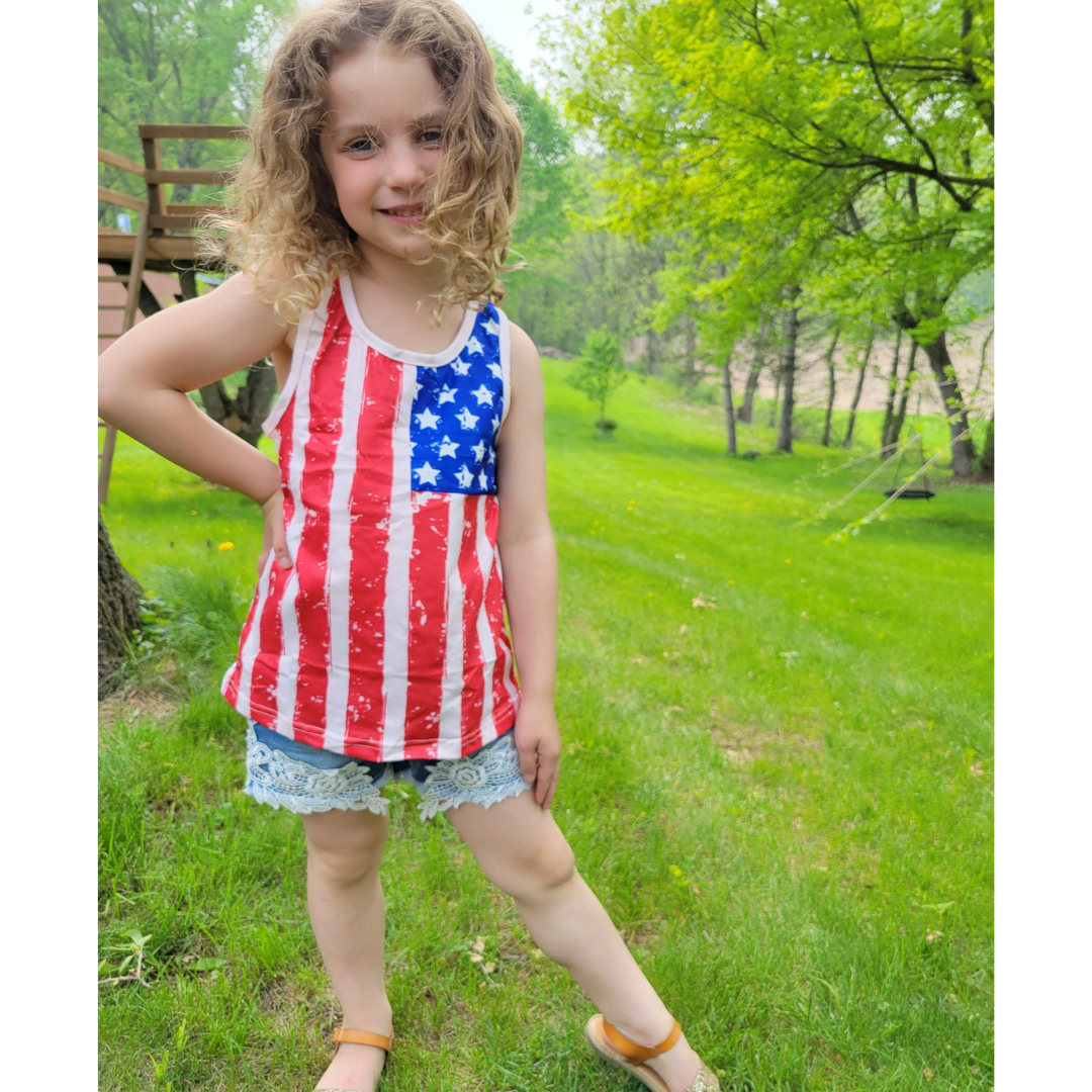 Red, White, and Blue American Flag Tank Top - Women
