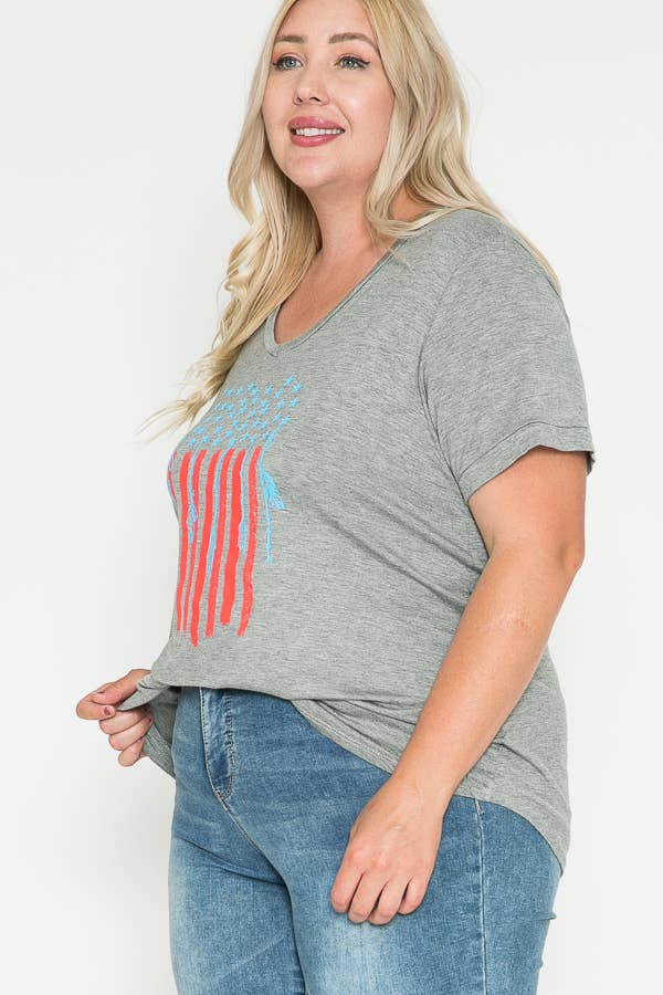 Plus Size U.S. Flag Graphic T