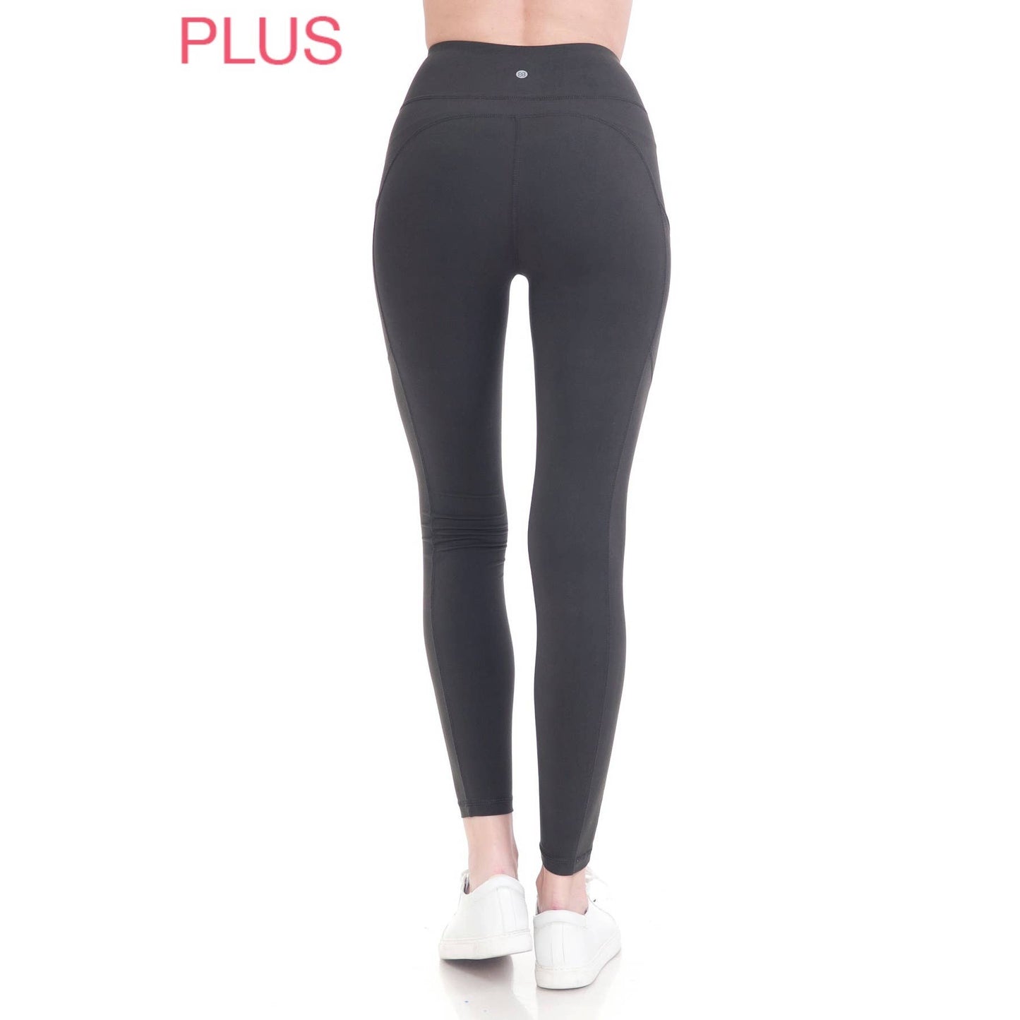 Plus Size Black High Waist Solid Activewear Leggings