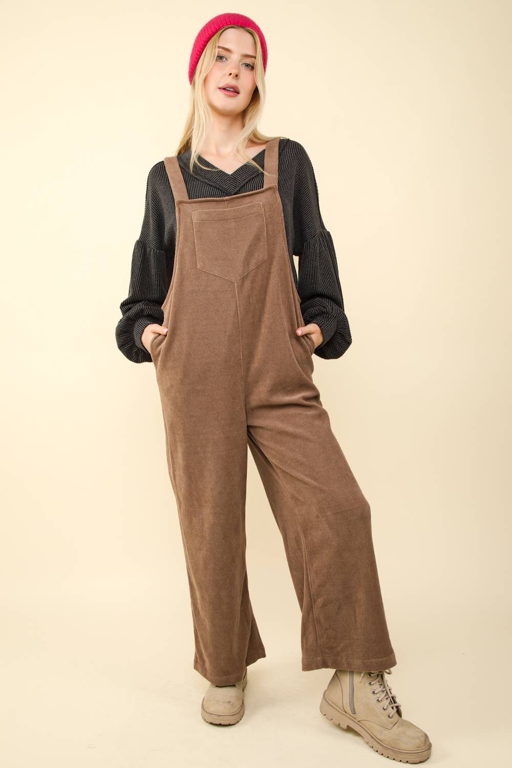 Brown Corduroy Overall Jumpsuit: