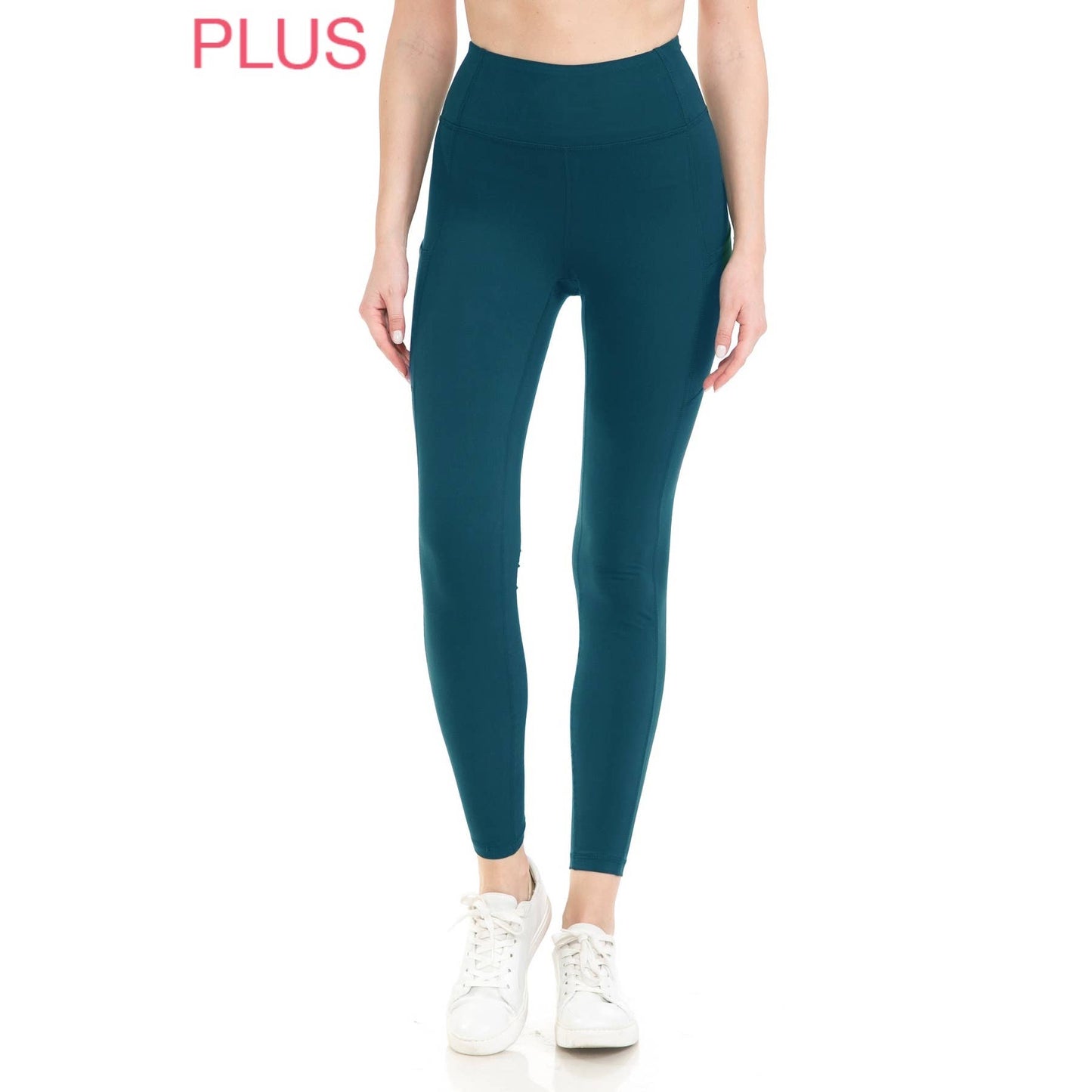 Plus Size Black High Waist Solid Activewear Leggings