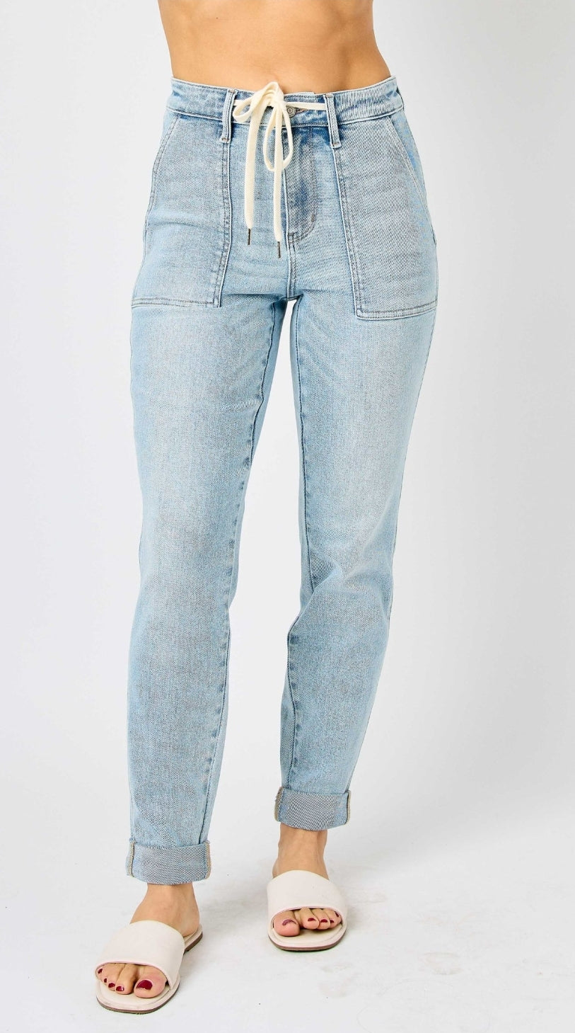 Plus Judy Blue Light Denim Joggers