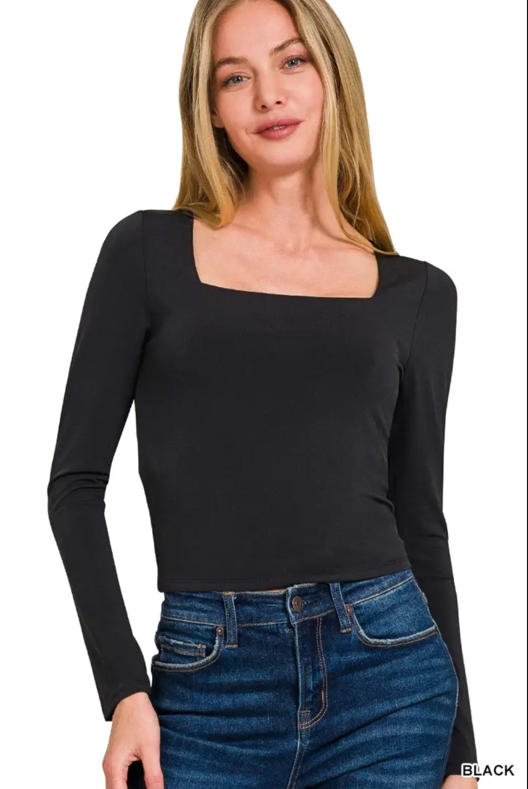 Black Square neck long sleeve