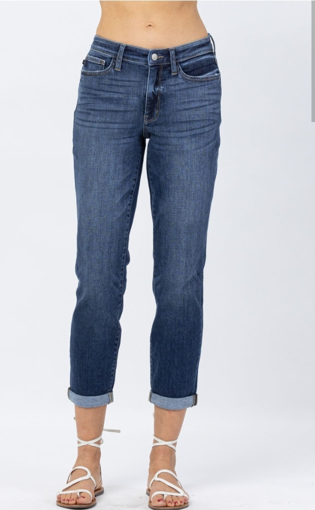 Judy blue midrise cuffed jeans dark