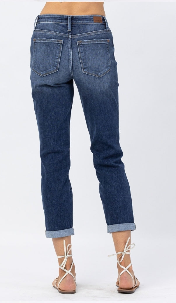 Plus midrise cuffed dark jeans