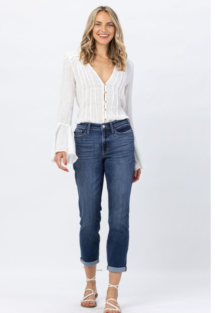 Judy blue midrise cuffed jeans dark