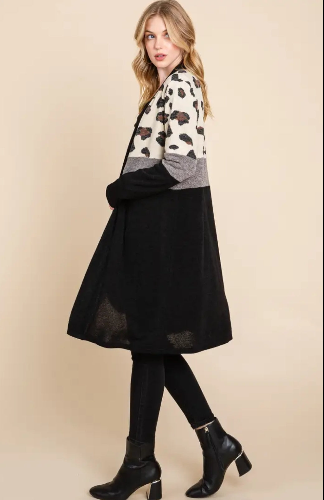 Color Block Animal print cardigan
