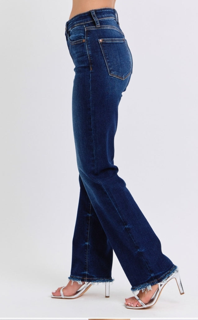 Judy Blue Mid Rise Straight Leg with Fray