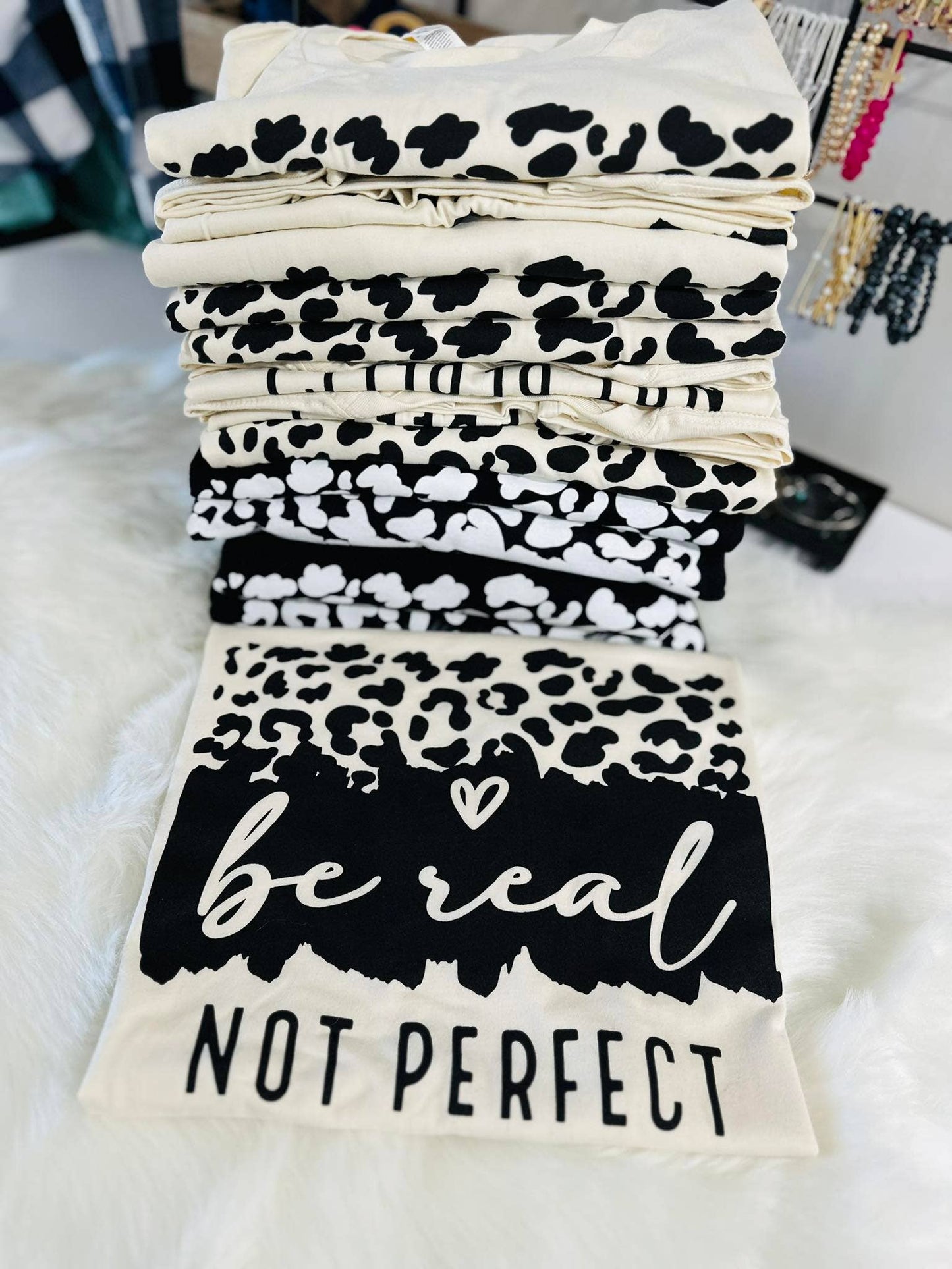 BE REAL NOT PERFECT BELLA TRENDY GRAPHIC TEE
