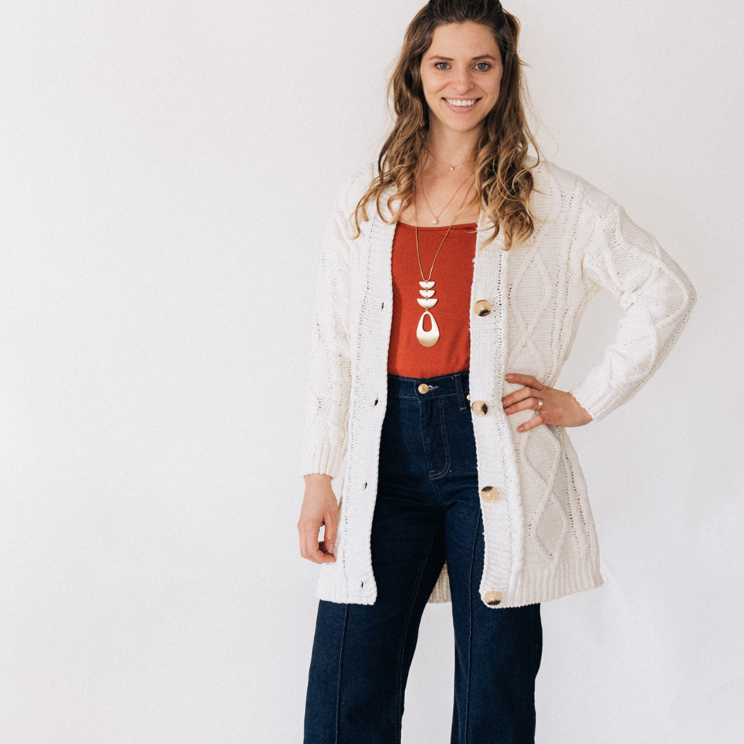 Ivory Cable Knit Cardigan
