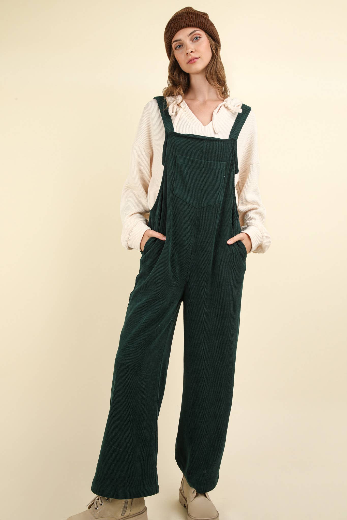 Brown Corduroy Overall Jumpsuit: