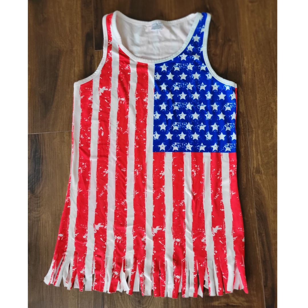 Red, White, and Blue American Flag Tank Top - Women
