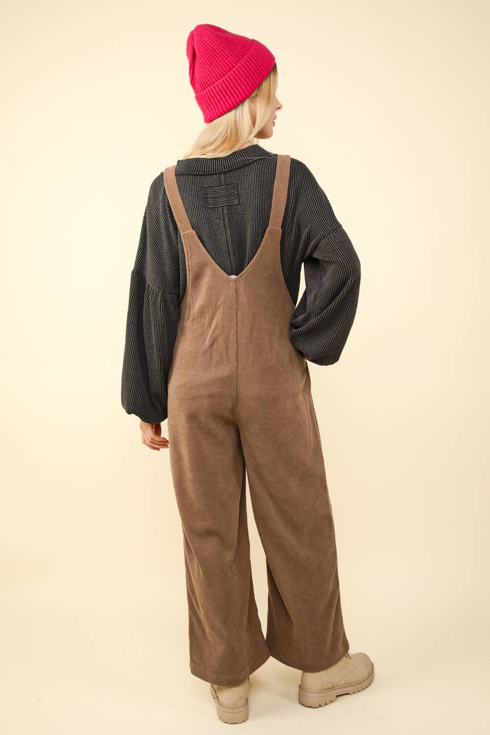 Brown Corduroy Overall Jumpsuit: