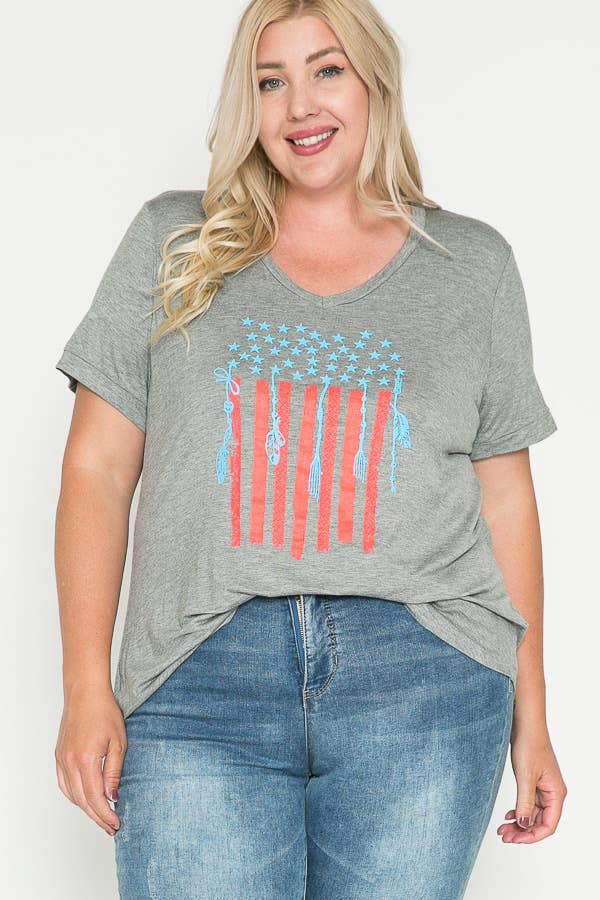 Plus Size U.S. Flag Graphic T