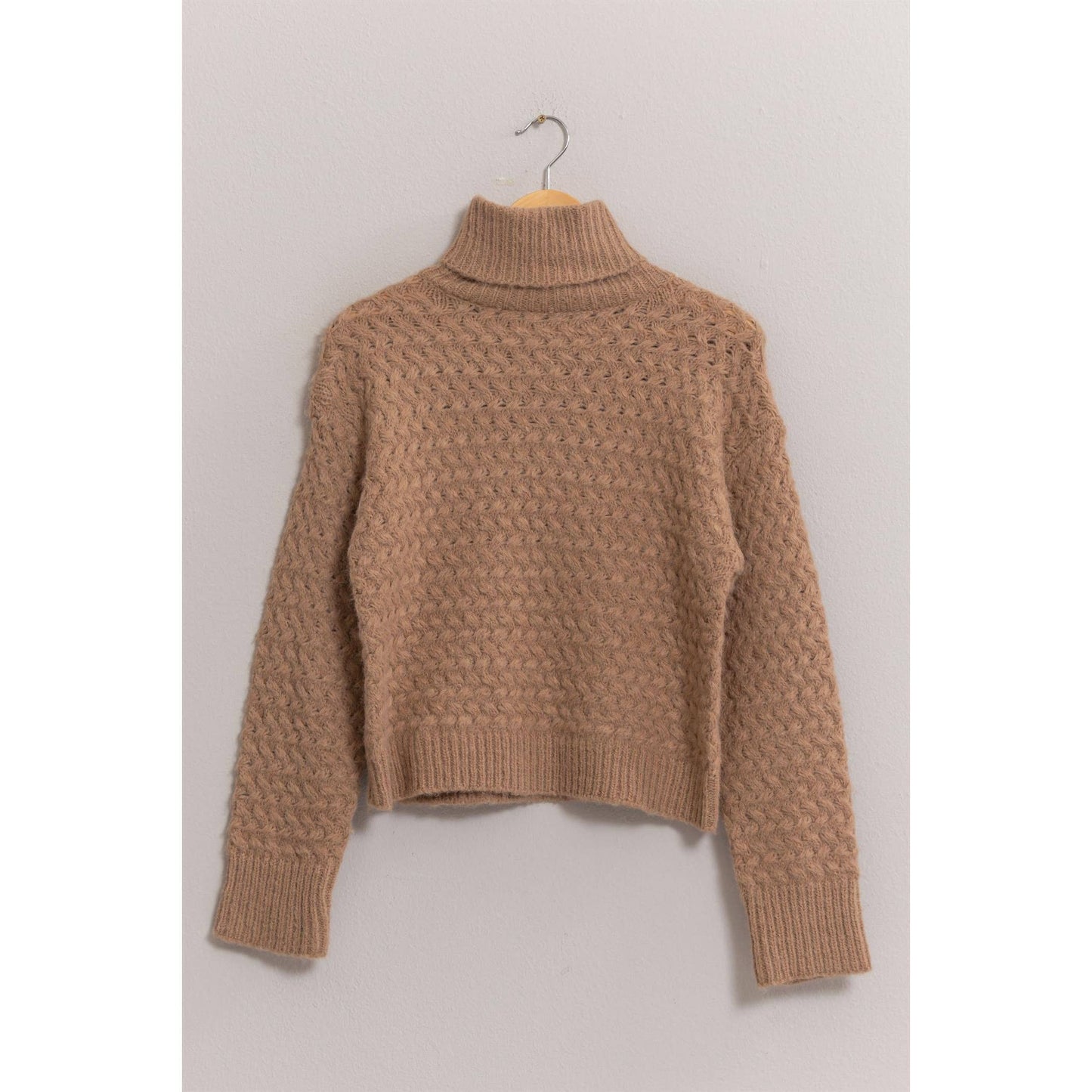Taupe Turtleneck Sweater