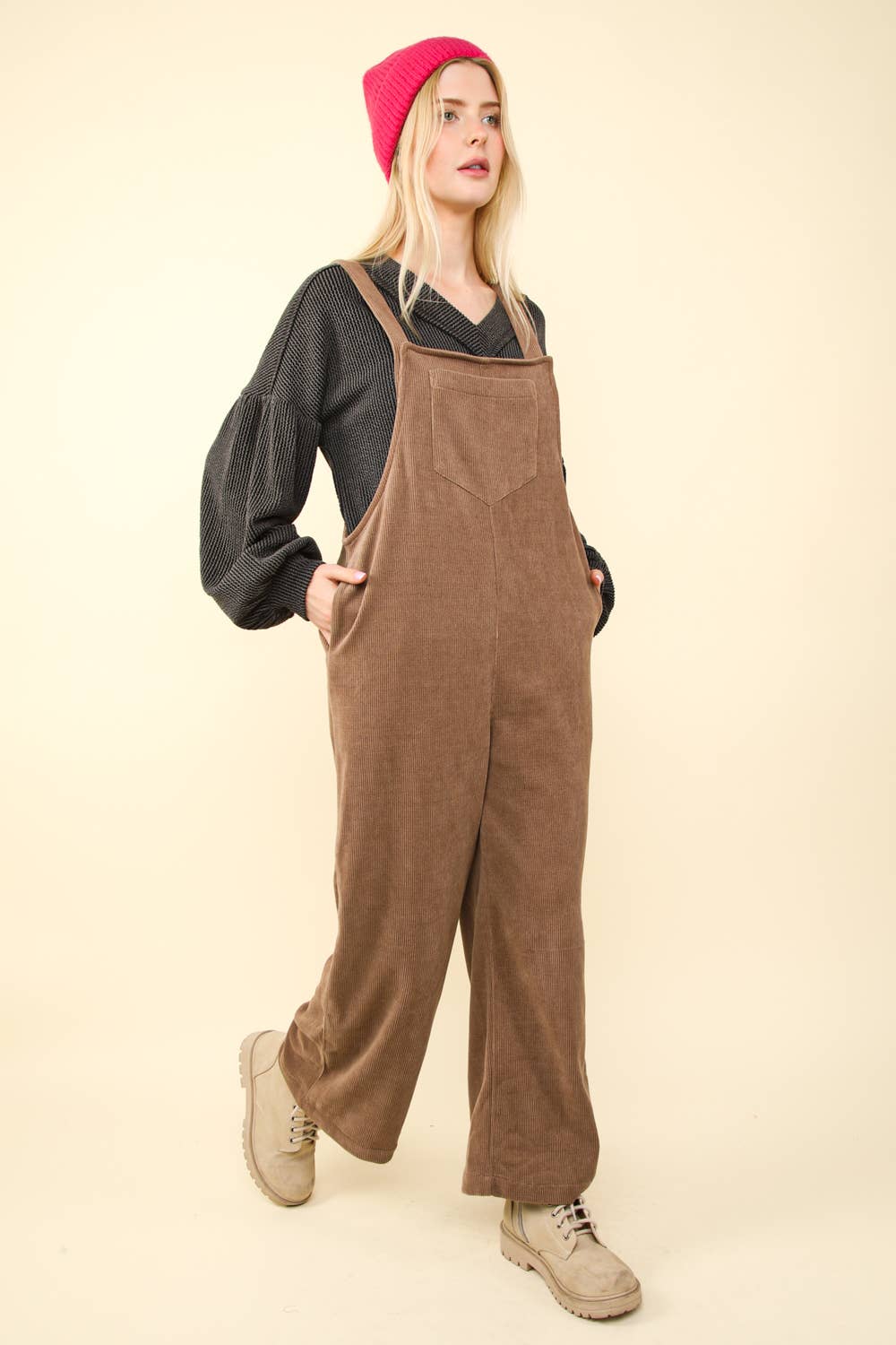 Brown Corduroy Overall Jumpsuit: