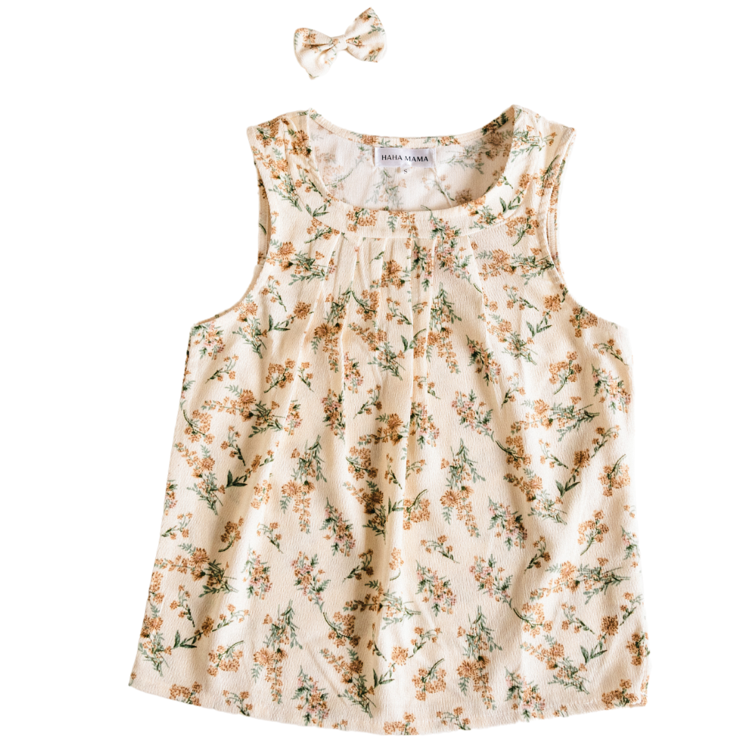Cream Floral Tank Top