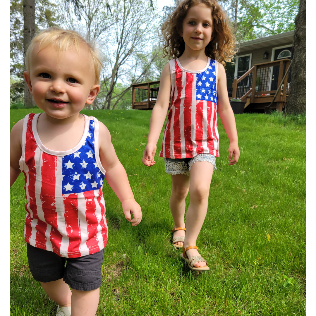 Red, White, and Blue American Flag Tank Top - Women
