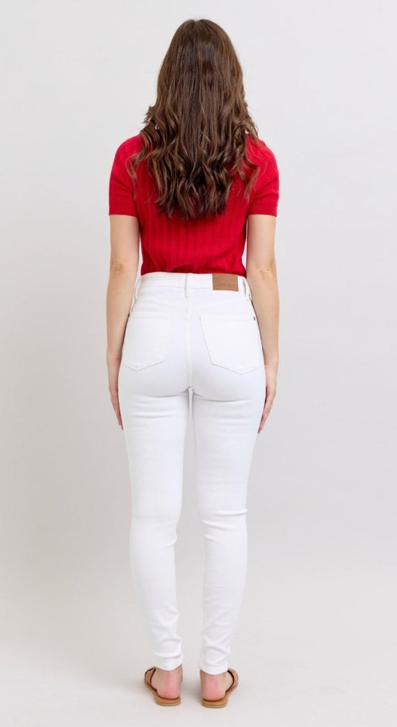 White High Rise Skinny Judy Blue