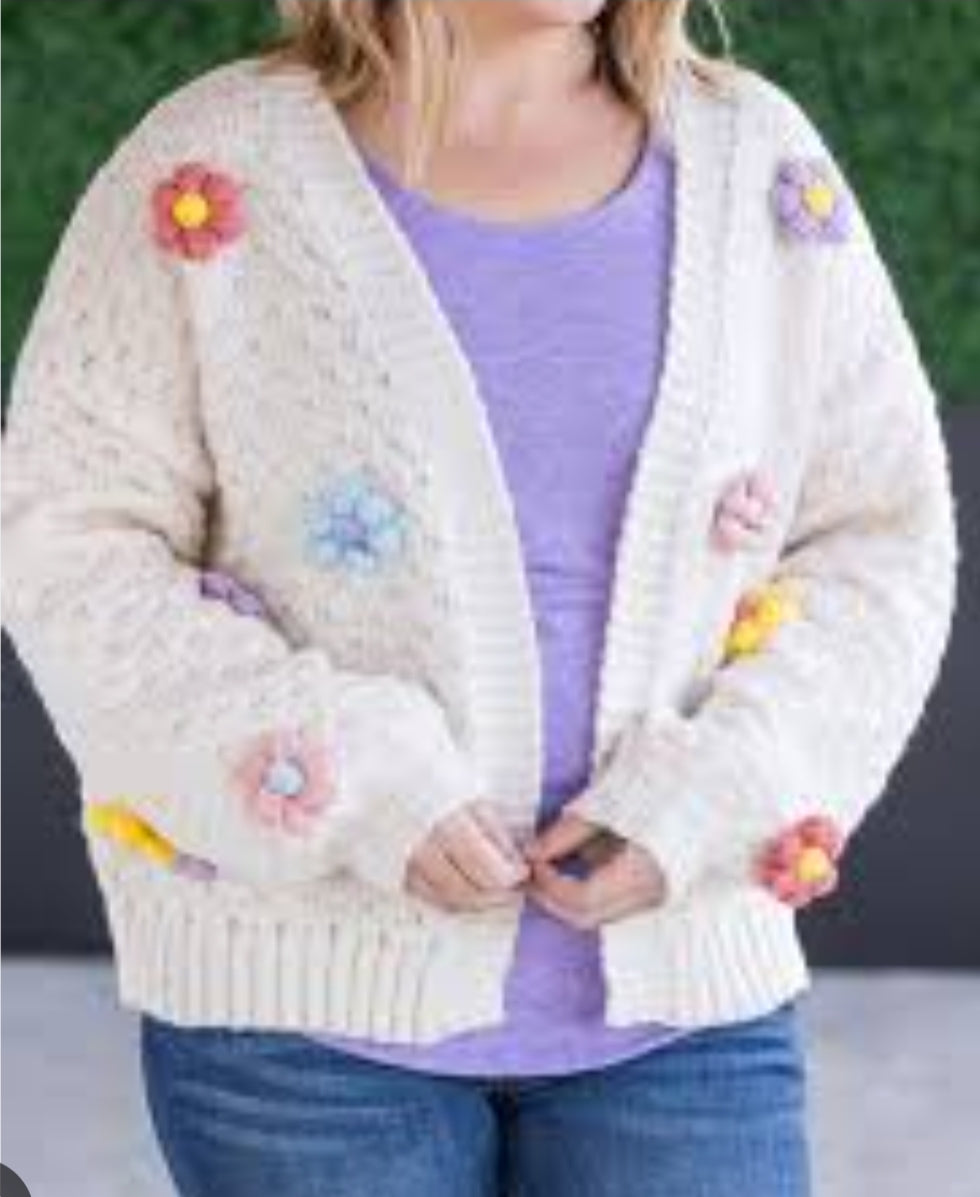 Ivory flower cardigan