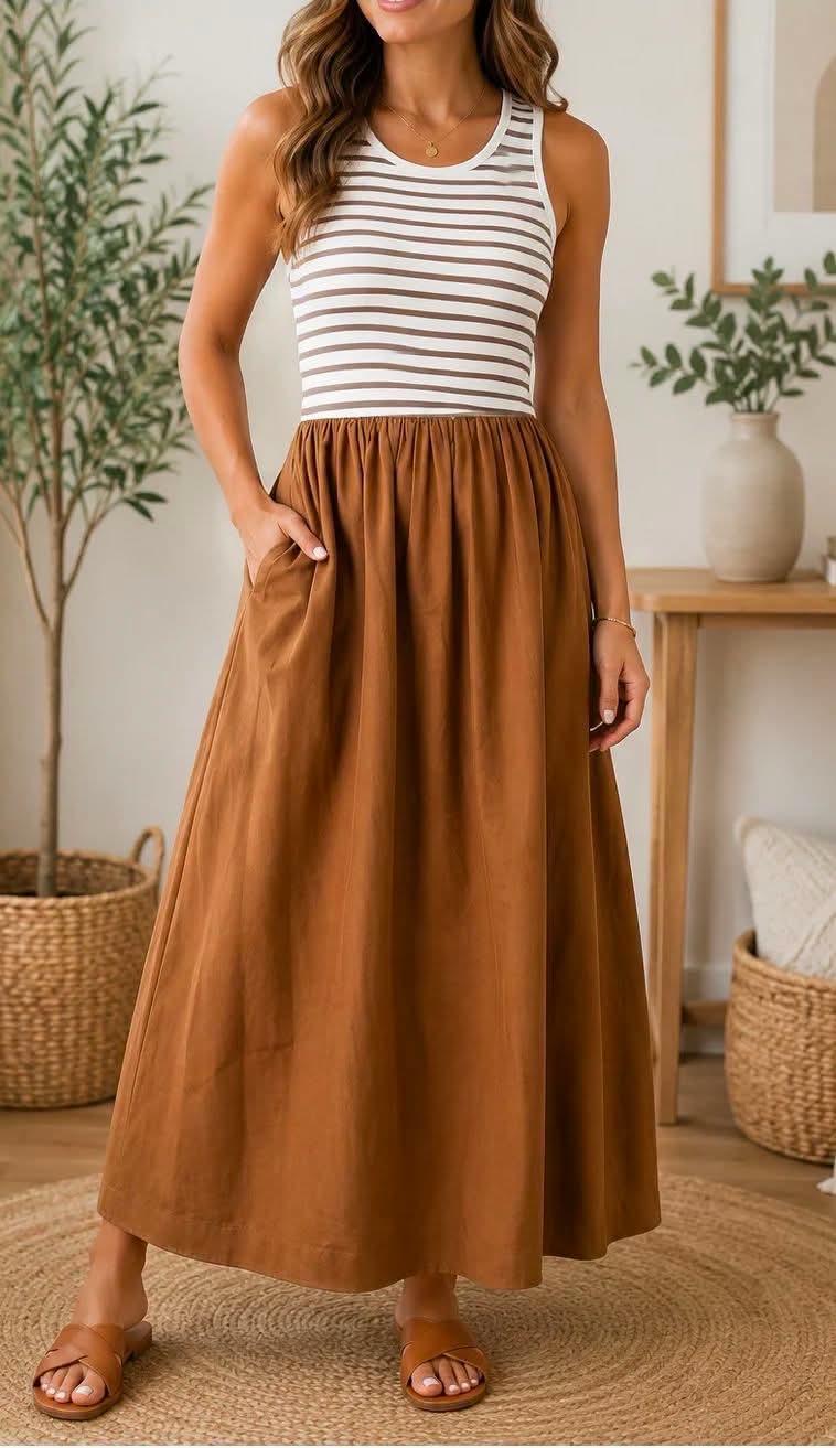 Brown striped dress