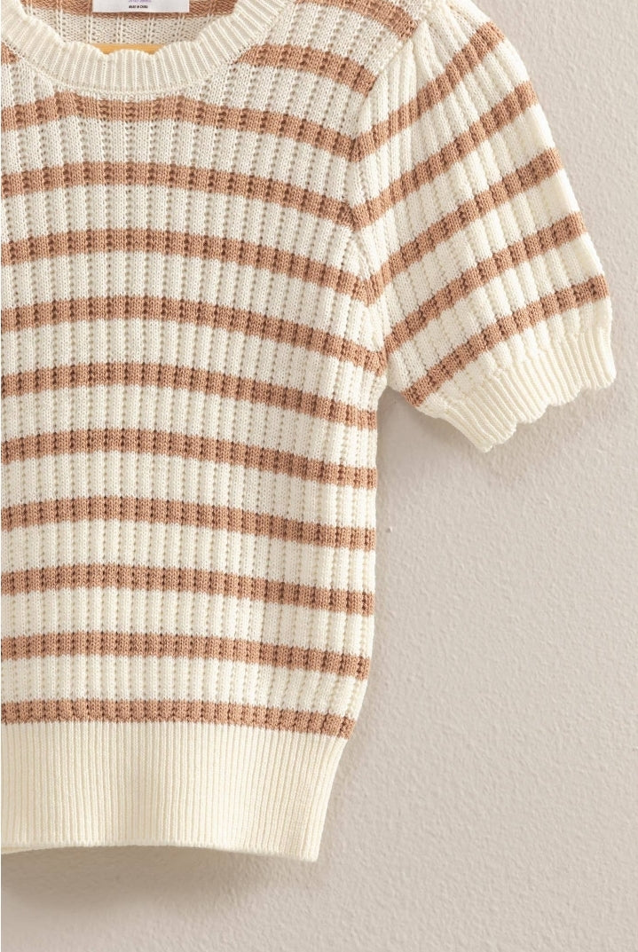 Tan puff sleeve top