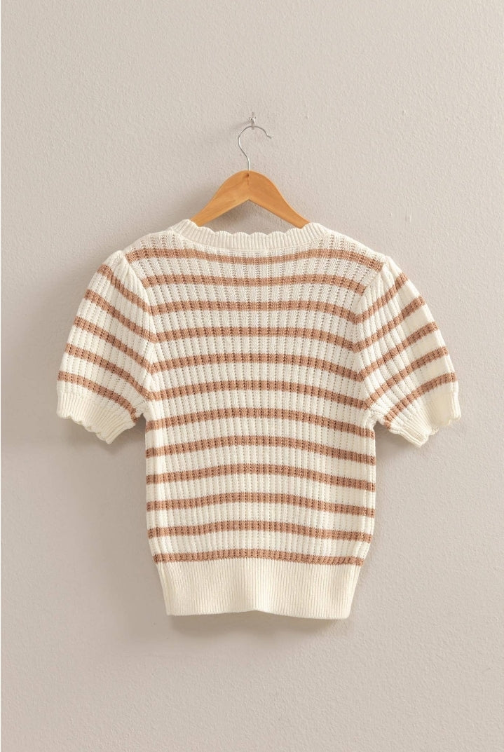 Tan puff sleeve top