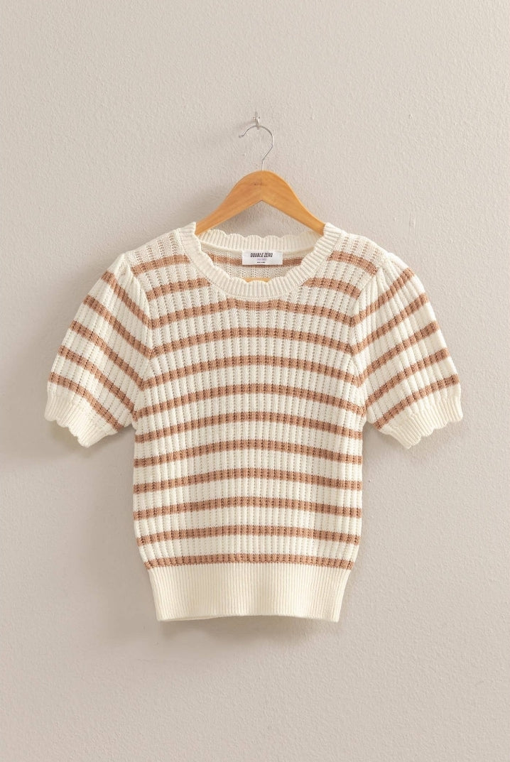 Tan puff sleeve top