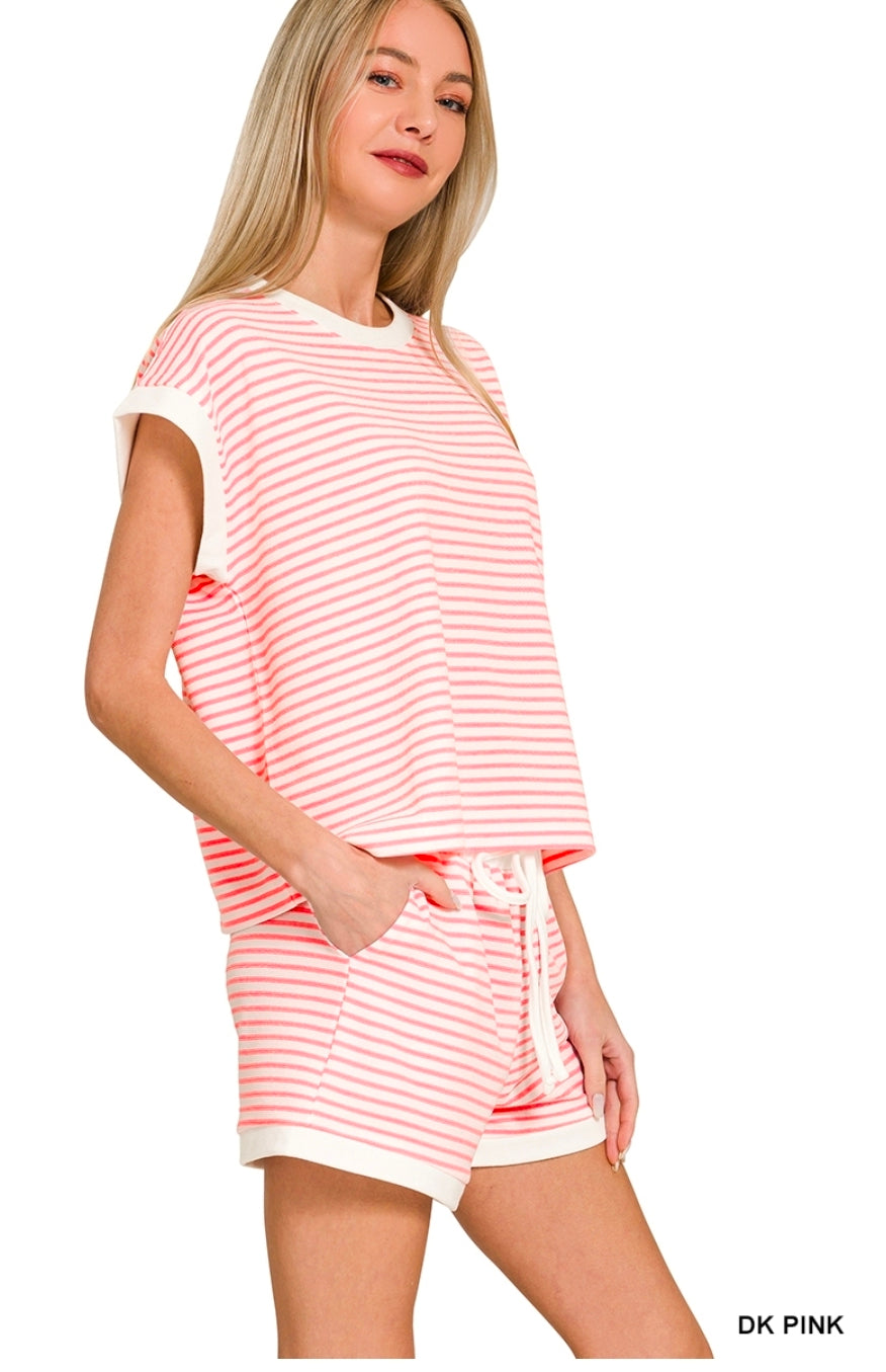 Pink Stripe Short Set
