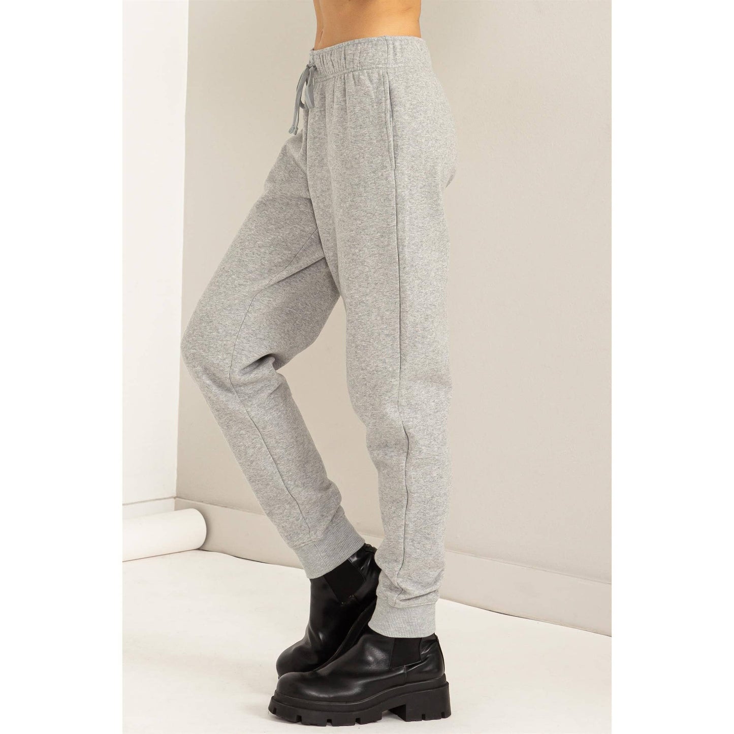 Black Drawstring Jogger Pants: BLACK