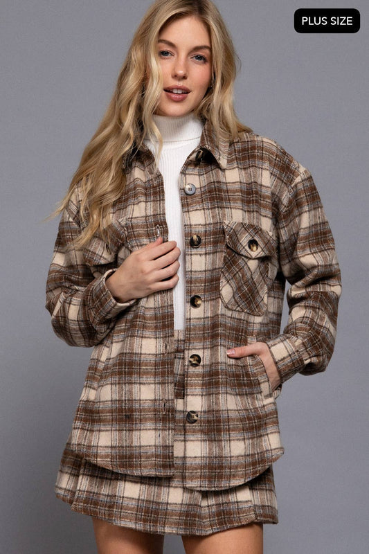 Plus size brown shacket