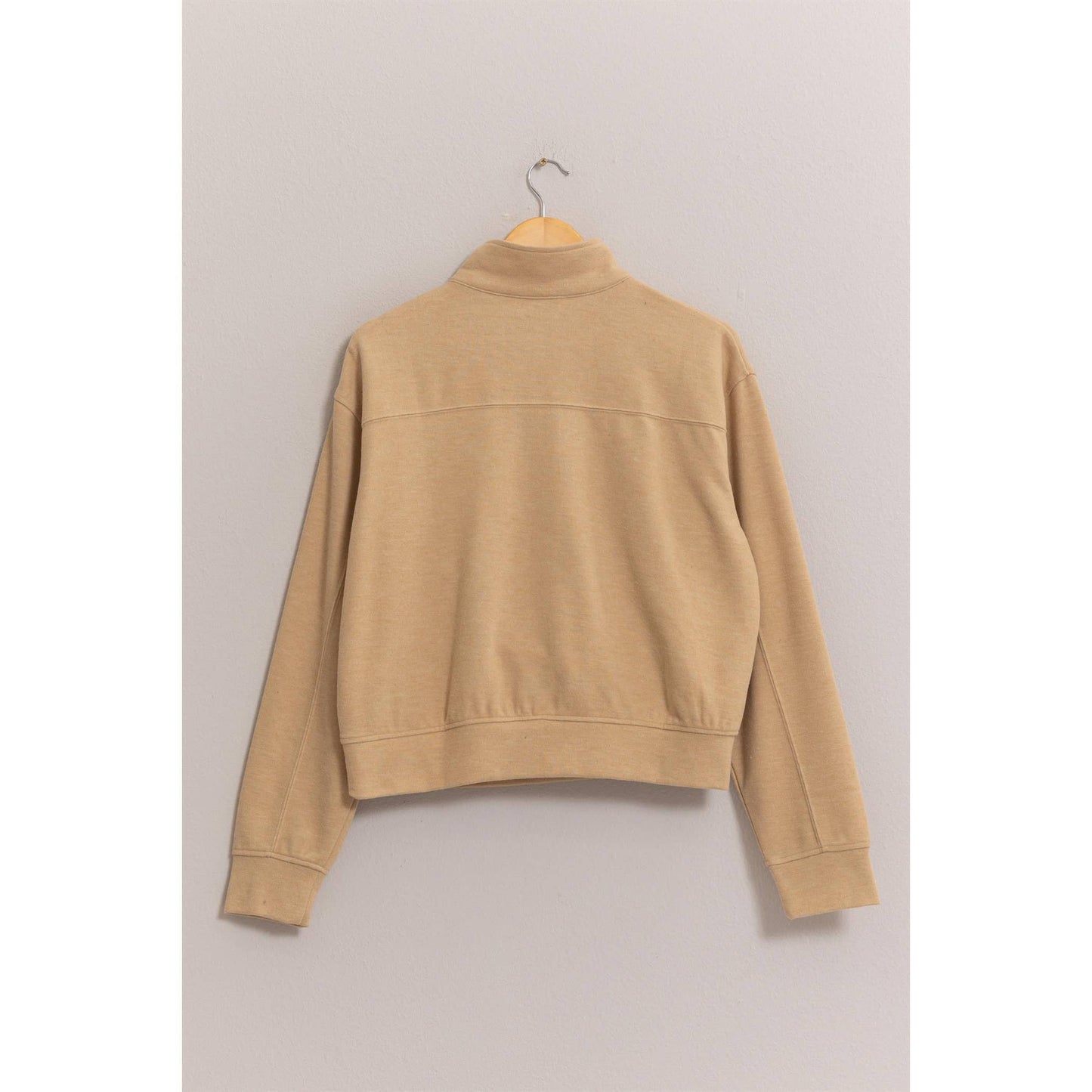 Cream Half Zip Sweatshirt With Front Pockets